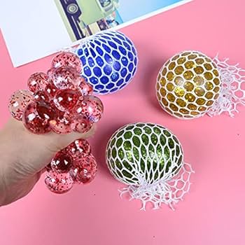 1PC Mesh Squishy Stress Rainbow Color Balls for Kids Fidget Toy, Under One Dollar