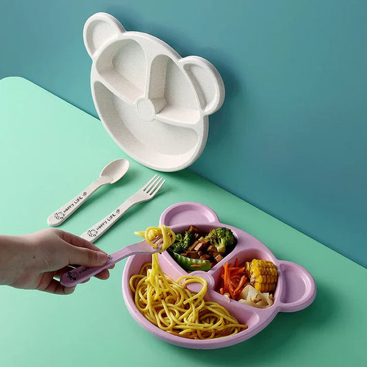 1PCs Children Bear Plate With Dips Portion Under One Dollar