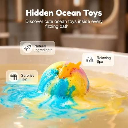 1 Pcs Colorful Fizzy Bath Bombs With Hidden Toy Inside