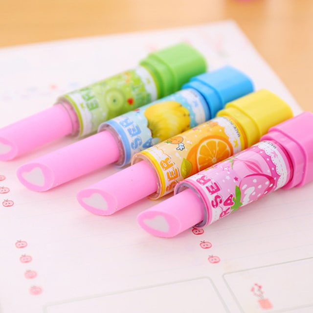 2PC Kids Creative Lipstick Rotary Rubber Eraser, Under One Dollar.
