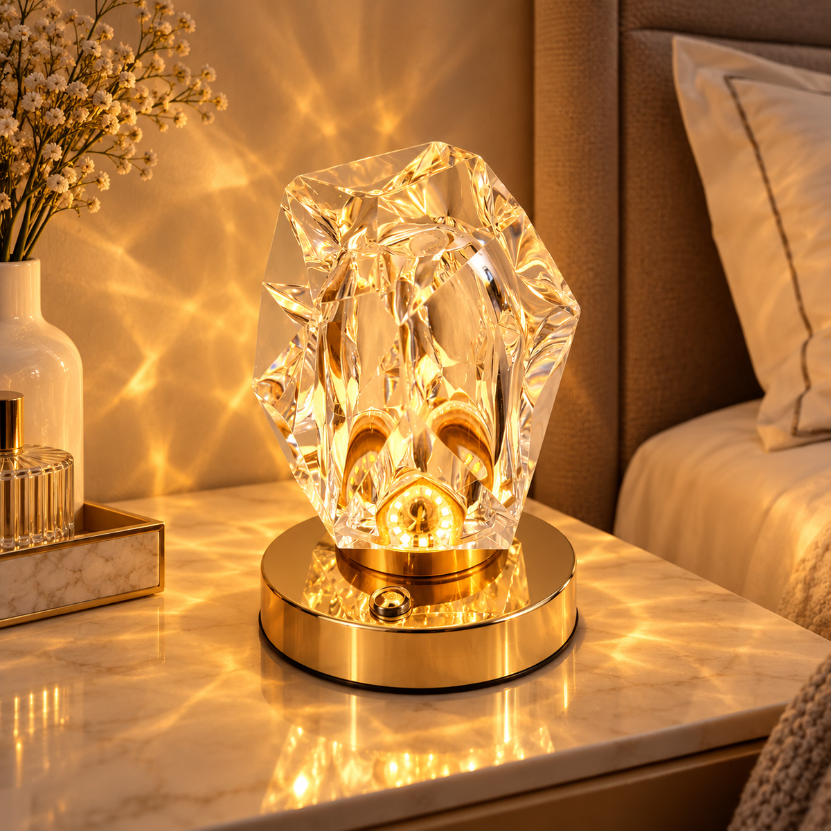USB Rechargeable Color-Changing Crystal LED Table LampUSB Rechargeable Color-Changing Crystal LED Table Lamp