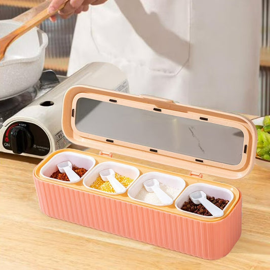 4-in-1 Kitchen Seasoning Storage Box with Spoon