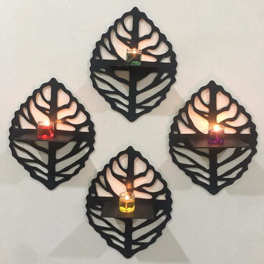 4Pcs Oval Leaf Shelf