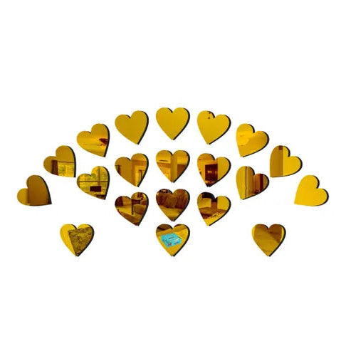 50Pcs Golden Heart Mirror Stickers