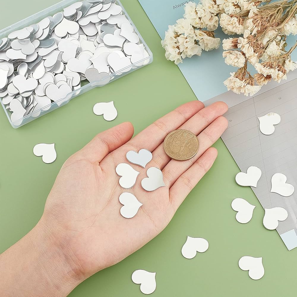 50Pcs Reflective Heart Wall Stickers (1 inch)