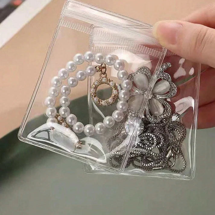 5 Pcs Transparent Storage Jewelry Pouches, Under One Dollar