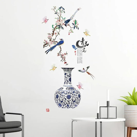 3D Floral Vase Wall Decor Sticker