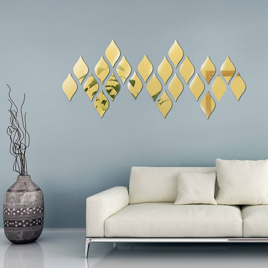 12pcs Acrylic Leaf Mirror Wall Sticker Home Decoration