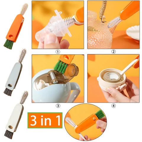 Carrot Shaped 3-in-1 Cleaning Brush