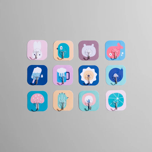 2 Pcs Durable Self Adhensive Cartoon Themed Single hooks, Under One Dollar