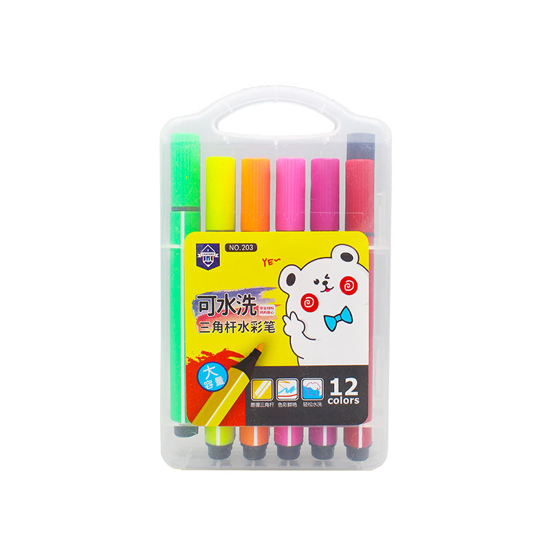 Pack Of 12 Washable Triangle Colour Markers