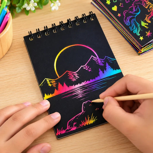 Scratch Art Paper Pad for Kids Colorful Rainbow Art & Drawing Sheets