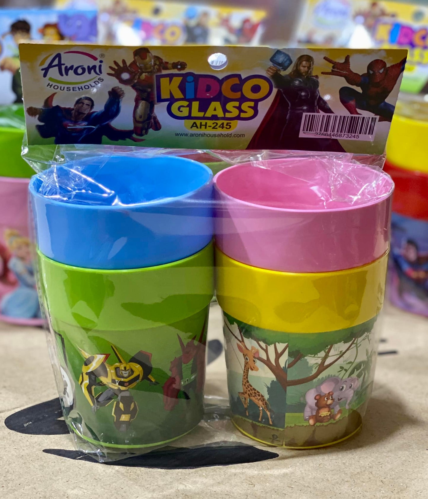 Pack of 4 Kidco Kids Cartoon Characters Glass