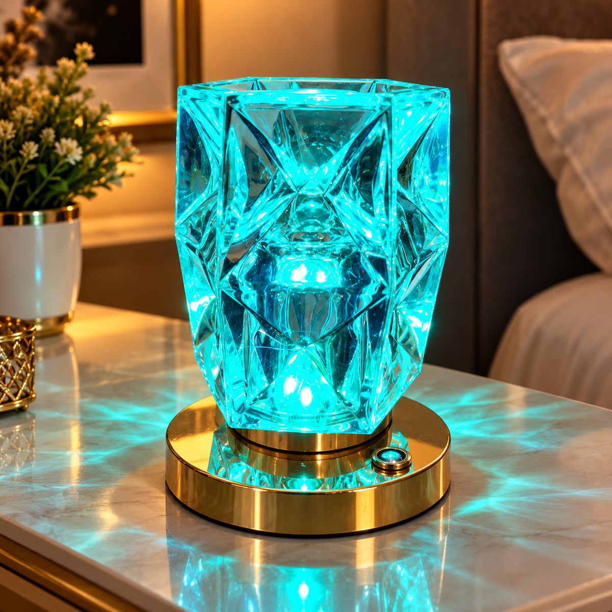Rechargeable Crystal Night Lamp – Touch Control LED Light