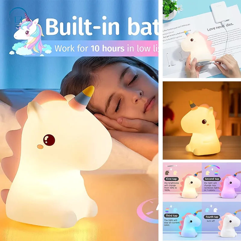 Touch Soft Unicorn Lamp Cozy & Comforting Light, Home and Living