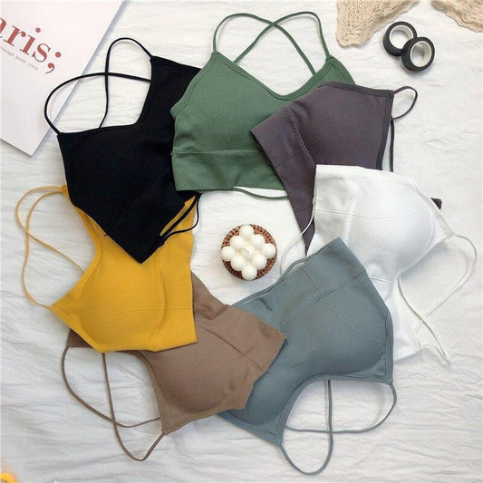 Women Beauty Back Slim Push Up Vest Crop Tee Padded Cami Bra (Free Size)