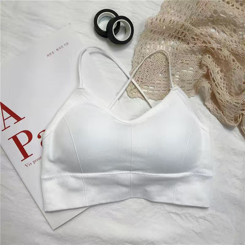Women Beauty Back Slim Push Up Vest Crop Tee Padded Cami Bra (Free Size)