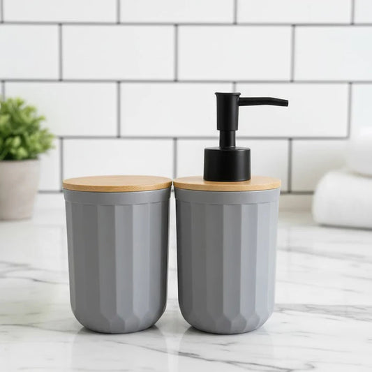 Wood-Look Bathroom Accessory Set