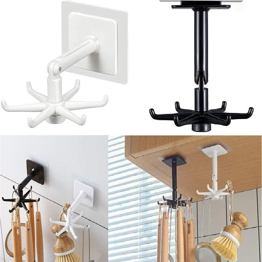 360 Degree Rotating Multi Hook Wall Mount Storage Rack