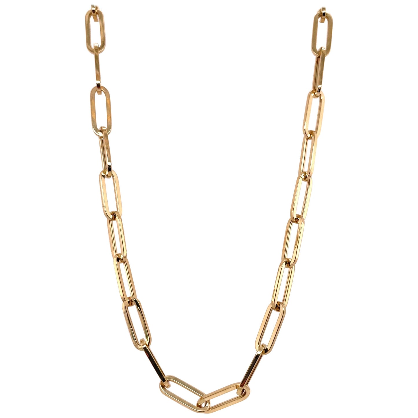 Solid Sterling Golden Italian Paperclip Link Chain Necklace