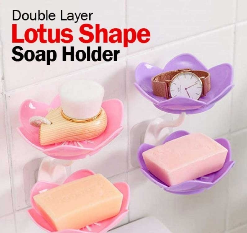 Creative Lotus Shape Double Layer Wall Mounted Plastic Soap Holder