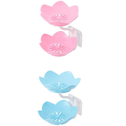 Creative Lotus Shape Double Layer Wall Mounted Plastic Soap Holder