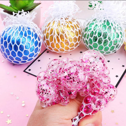 1PC Mesh Squishy Stress Rainbow Color Balls for Kids Fidget Toy