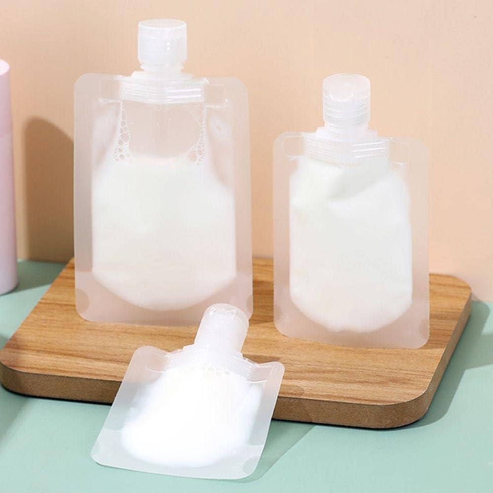 1 Pcs 50ml Refillable Transparent Flip Cap Lotion Pouch, Under One Dollar 