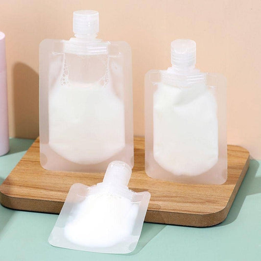 1 Pcs 50ml Refillable Transparent Flip Cap Lotion Pouch, Under One Dollar 