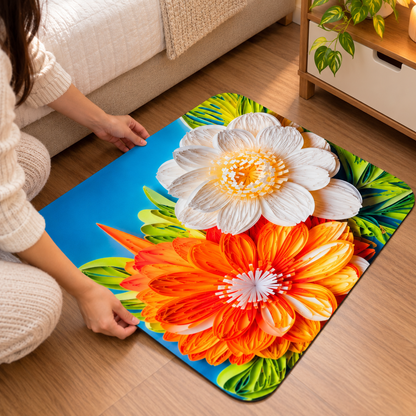 3D Flower Design Door Mat Vibrant Floral Floor Rug (22x15Inch)