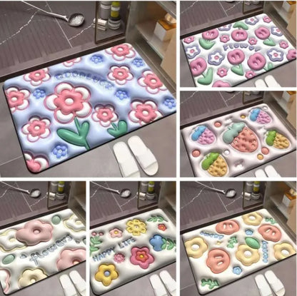 Soft Non Slip Multi Flower Design 3D Door Entrance Mat(Random Design)