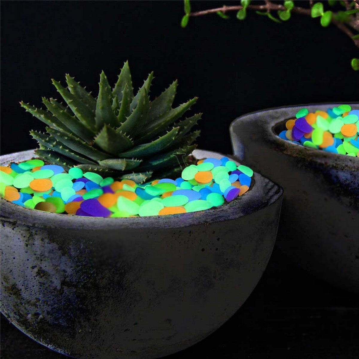 20pcs Luminous Pebble Stone to give your aquarium,garden glowing look