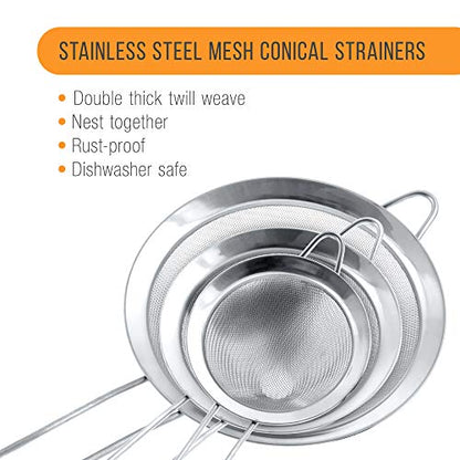 Pack of 3 Steel Mesh Tea Strainer