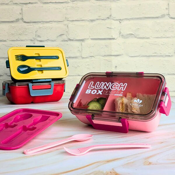 2 Compartment Meal Box With Cutlery Set