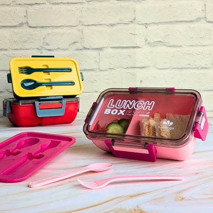 2 Compartment Meal Box With Cutlery Set