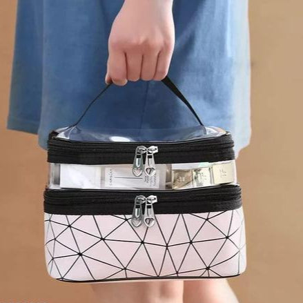 2 Section Transparent Cosmetic Pouch