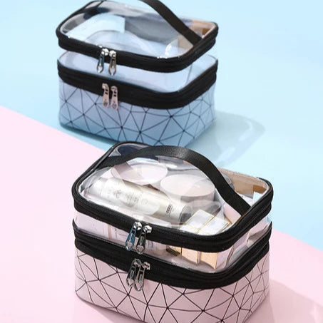 2 Section Transparent Cosmetic Pouch