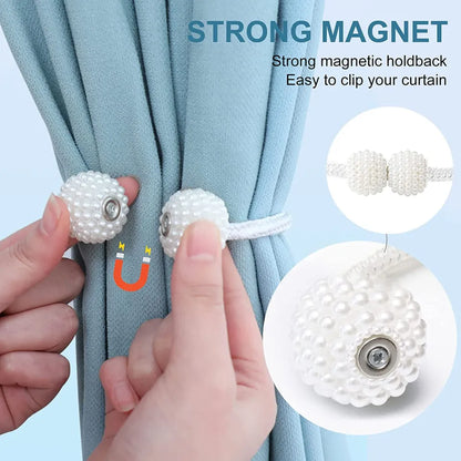 1 Pair Magnetic Pearl Ball Curtains Tieback Rope