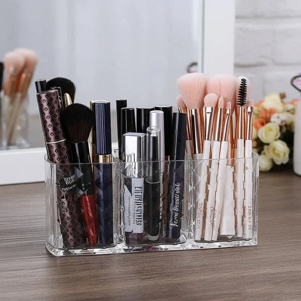3-Tier Style Acrylic Brush Organizer – Compact Makeup Storage Holder