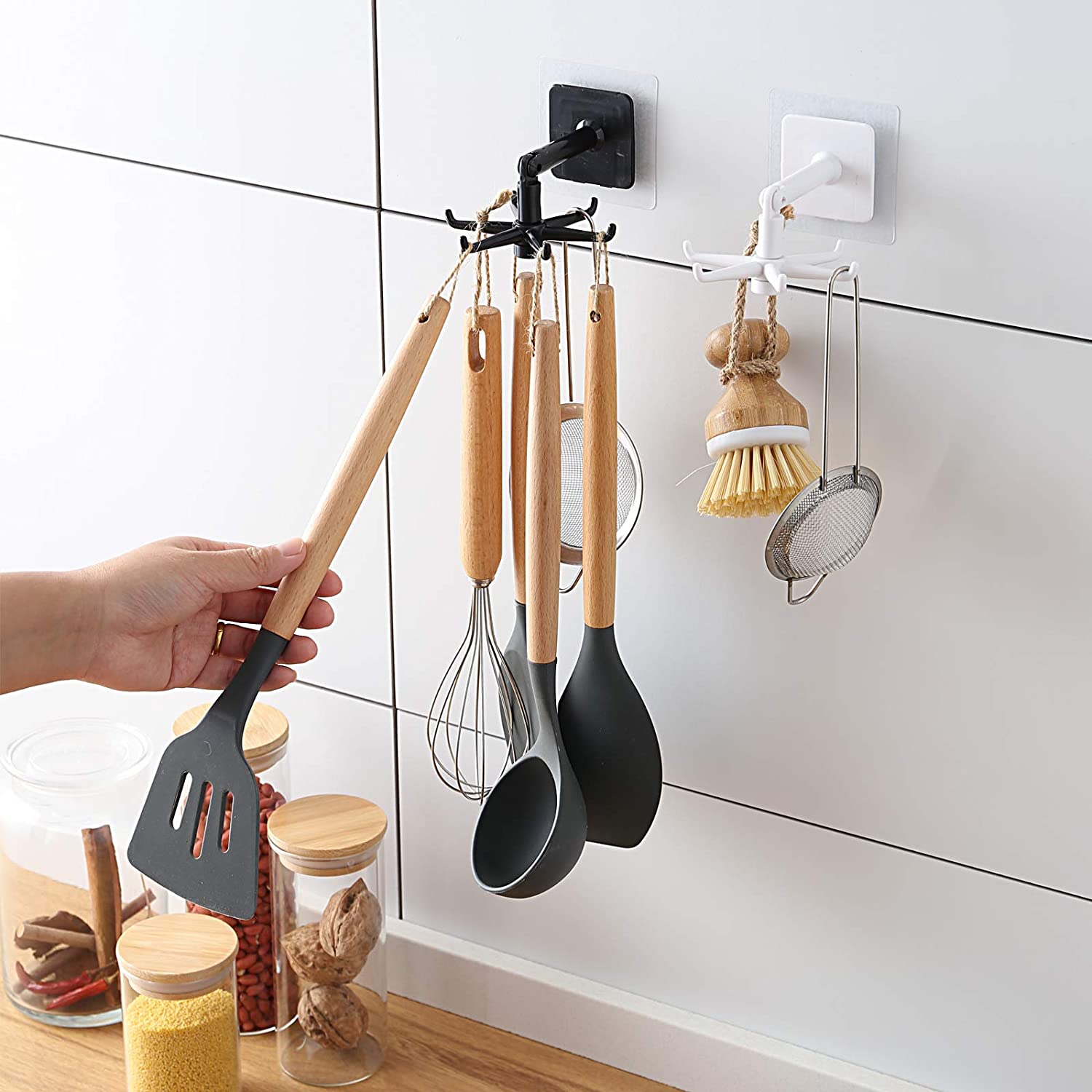 360° Rotating Wall Mounted Hooks Rack Multi-Purpose Organizer