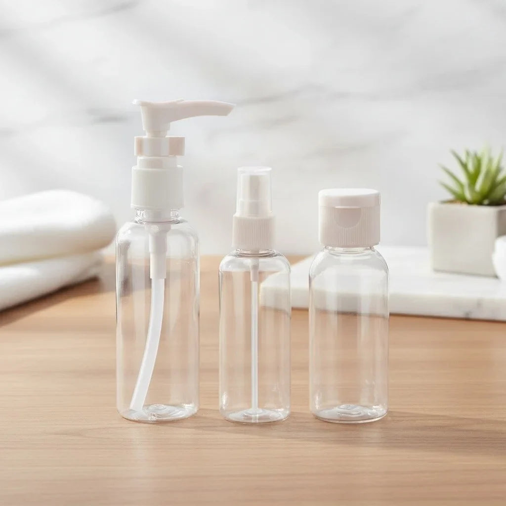 3PCS Clear BPA-Free Travel Bottles for Creams & Lotions