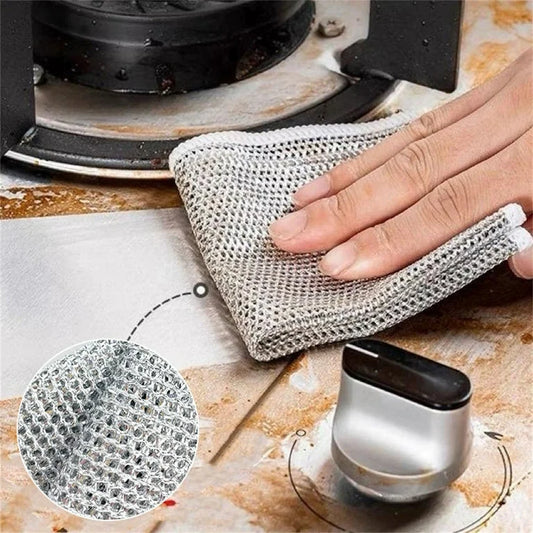 3 Pcs Silver Wire Kitchen Cleaning Dish Cloth, Under One Dollar