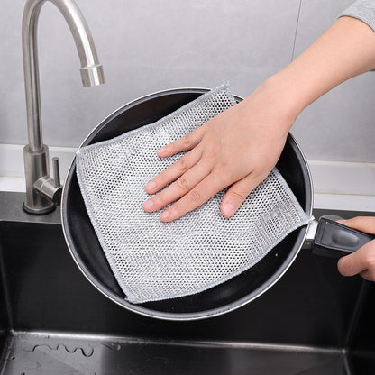 3 Pcs Silver Wire Kitchen Cleaning Dish Cloth, Under One Dollar