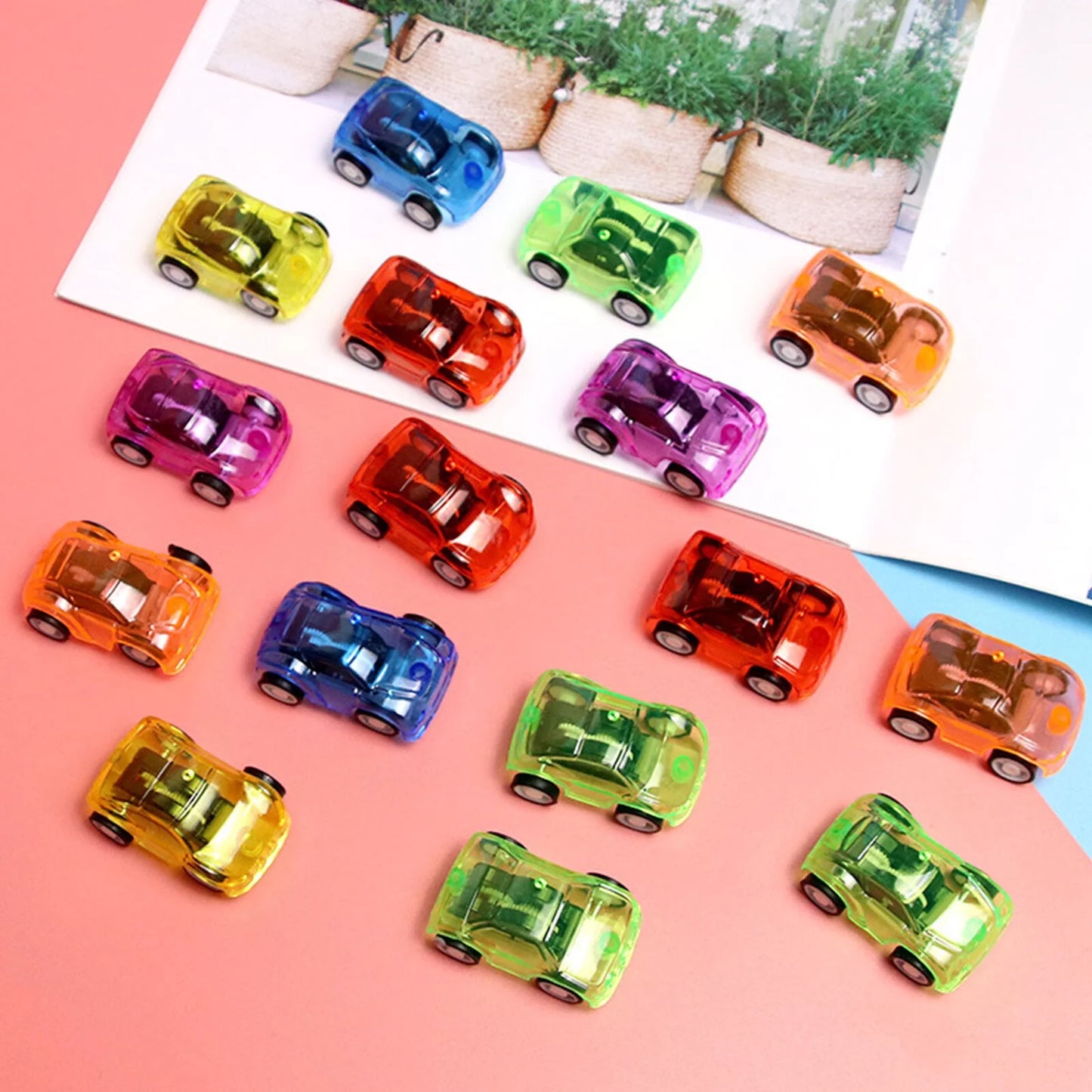 3 Pcs Crystal Candy Color Tiny Pull Back Cars, Under One Dollar