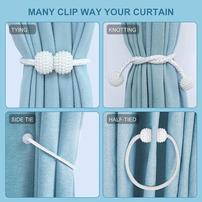 1 Pair Magnetic Pearl Ball Curtains Tieback Rope