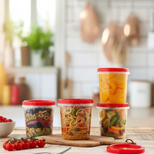 3 Piece 400ml Plastic Containers For Snacks & Pantry, Kitchen Accessories 