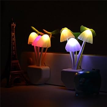 2 Pcs Colorful Sensor LED Mushroom Night Light