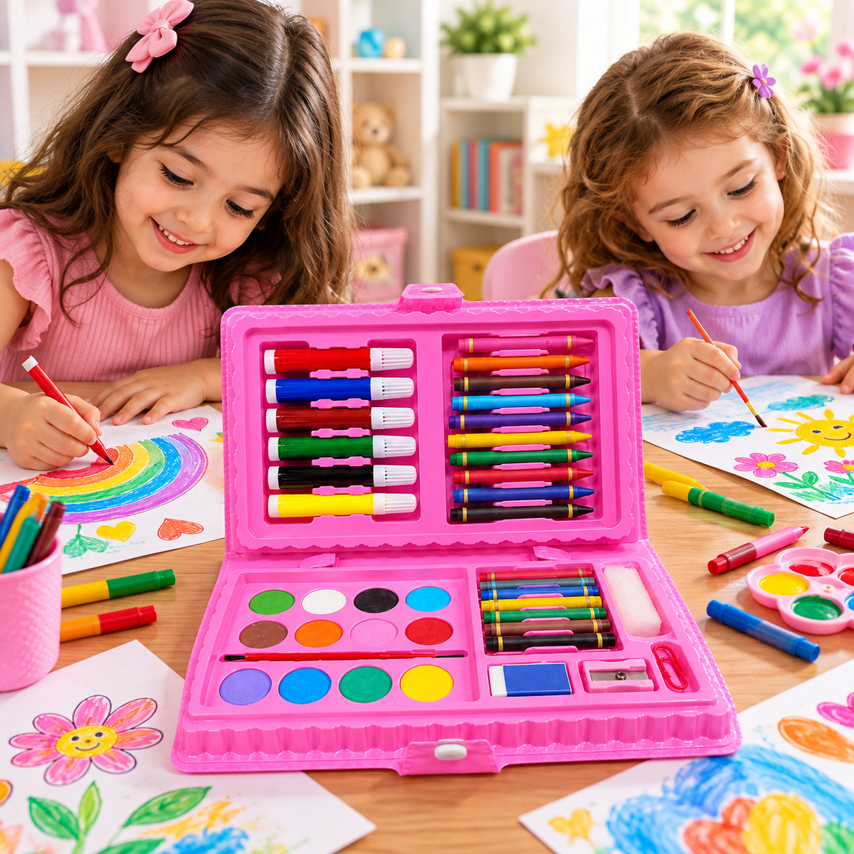 42 Pcs Drawing Color Kit Stationary Set With Crayon & Water Color Set