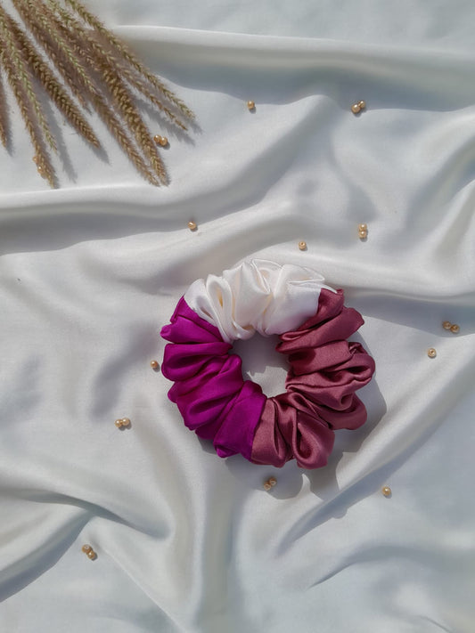 1Pcs High Quality Silk Scrunchies - Trio Colors (Random colour)
