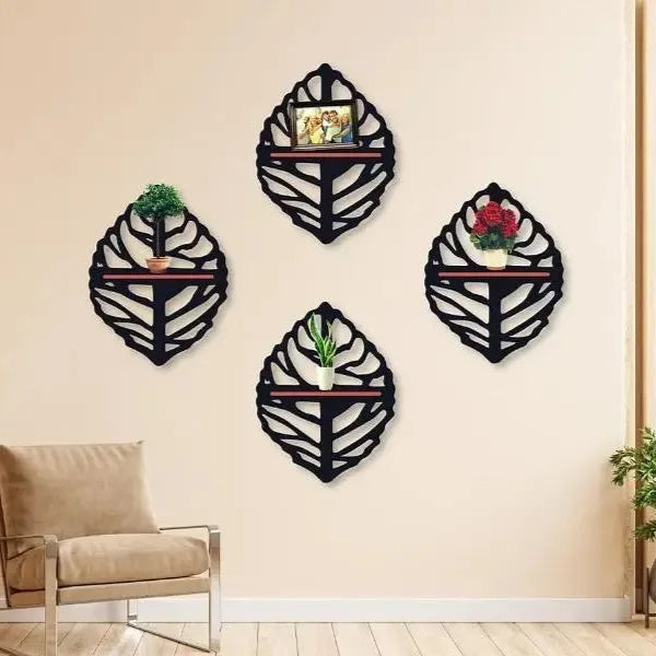  4Pcs Oval Leaf Shelf